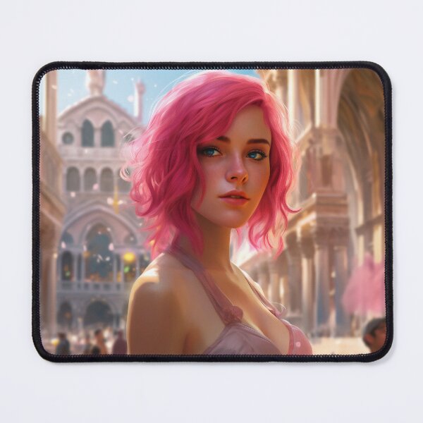 Item preview, Enchanting Visions: A Beautiful Girl with Short Pink Hair in Venice designed and sold by oanaunciuleanu.