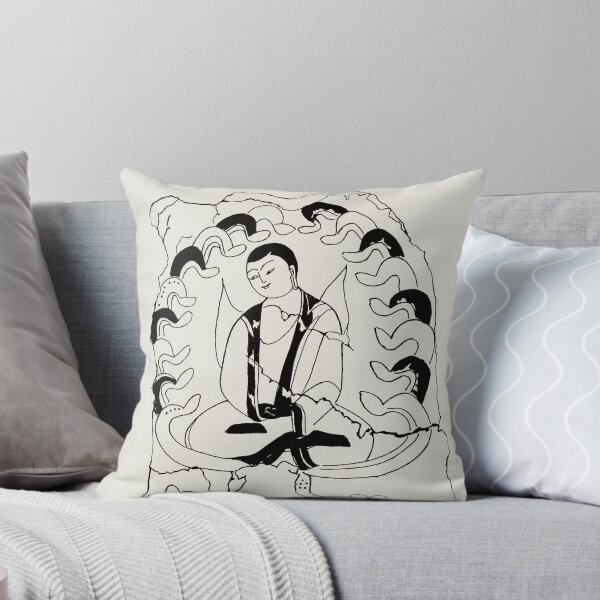 Item preview, Line Drawing Sketch Dunhuang Mogao Caves Buddhist Monk Meditation designed and sold by Mulan-Prints.