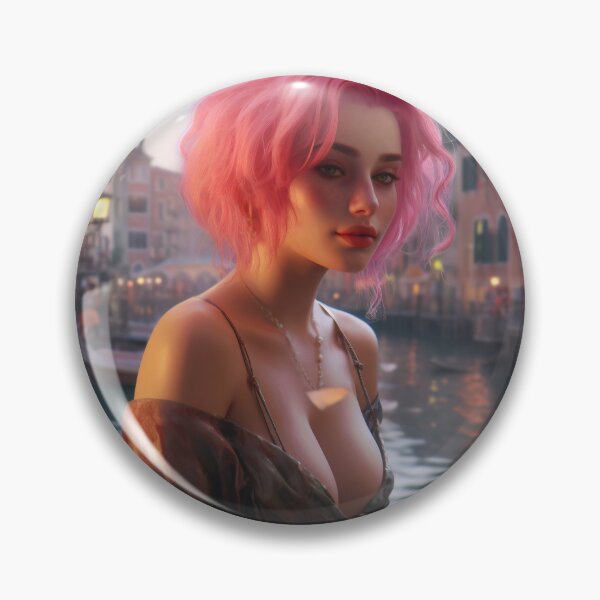 Item preview, Enchanting Visions: A Beautiful Girl with Short Pink Hair in Venice designed and sold by oanaunciuleanu.