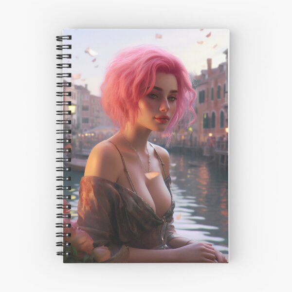 Item preview, Enchanting Visions: A Beautiful Girl with Short Pink Hair in Venice designed and sold by oanaunciuleanu.
