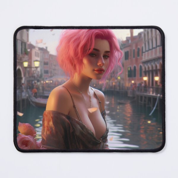 Item preview, Enchanting Visions: A Beautiful Girl with Short Pink Hair in Venice designed and sold by oanaunciuleanu.