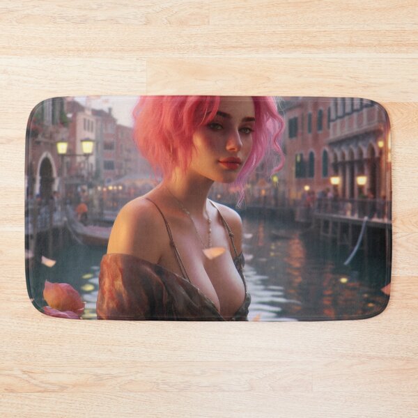 Item preview, Enchanting Visions: A Beautiful Girl with Short Pink Hair in Venice designed and sold by oanaunciuleanu.