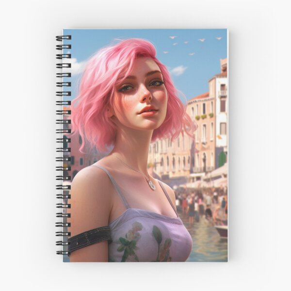 Item preview, Enchanting Visions: A Beautiful Girl with Short Pink Hair in Venice designed and sold by oanaunciuleanu.