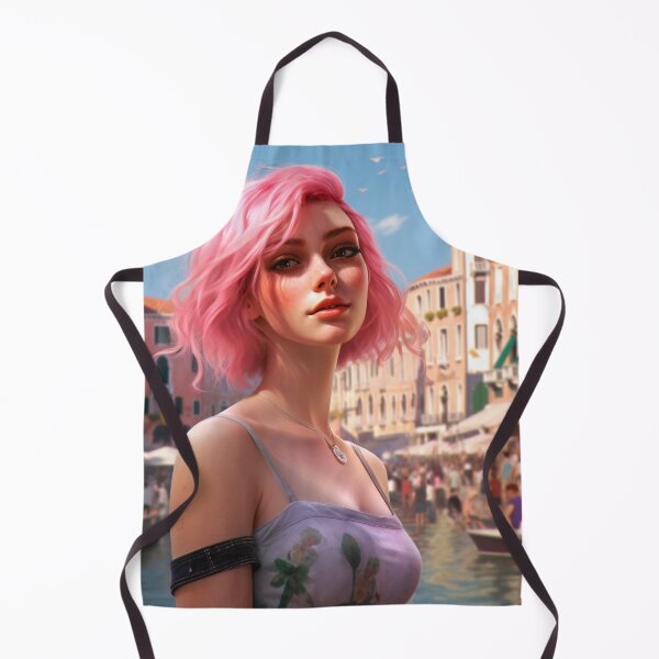 Item preview, Enchanting Visions: A Beautiful Girl with Short Pink Hair in Venice designed and sold by oanaunciuleanu.