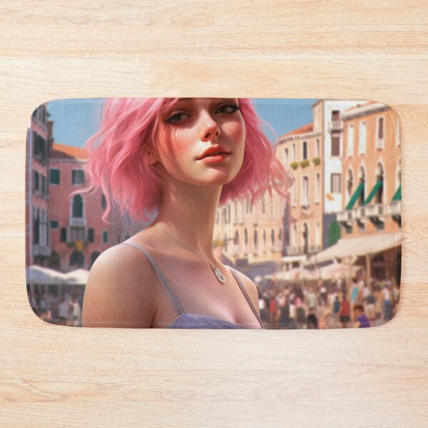 Item preview, Enchanting Visions: A Beautiful Girl with Short Pink Hair in Venice designed and sold by oanaunciuleanu.