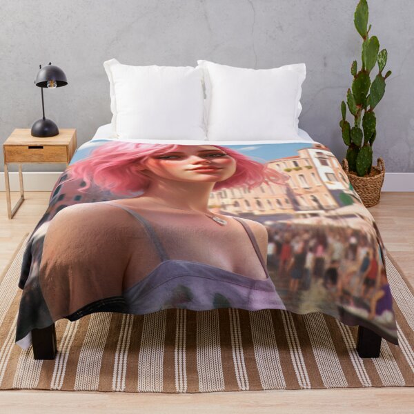 Item preview, Enchanting Visions: A Beautiful Girl with Short Pink Hair in Venice designed and sold by oanaunciuleanu.
