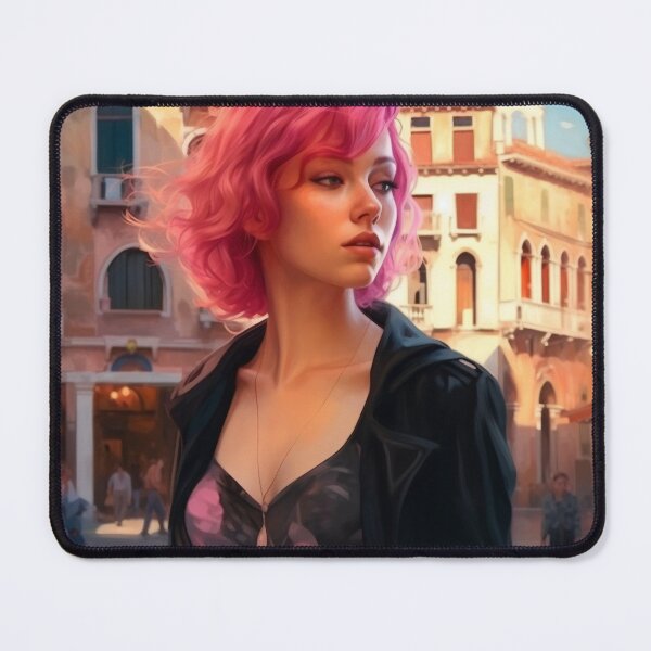 Item preview, Enchanting Visions: A Beautiful Girl with Short Pink Hair in Venice designed and sold by oanaunciuleanu.