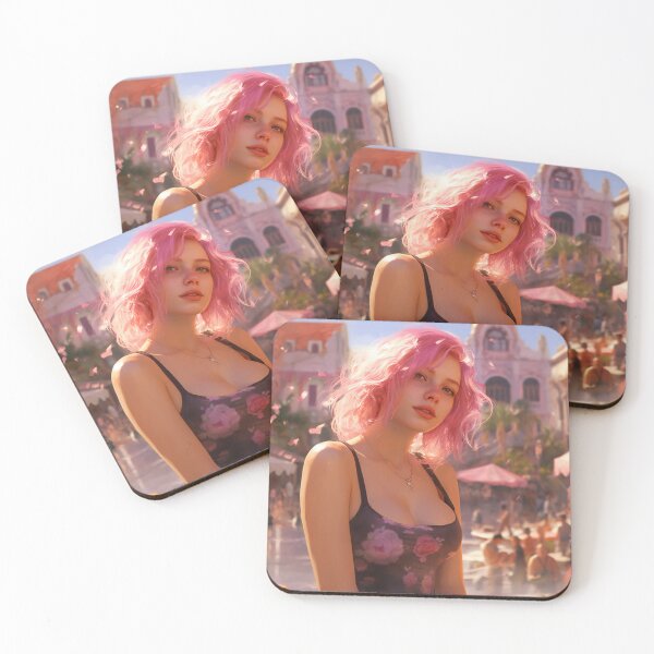 Item preview, Enchanting Visions: A Beautiful Girl with Short Pink Hair in Venice designed and sold by oanaunciuleanu.