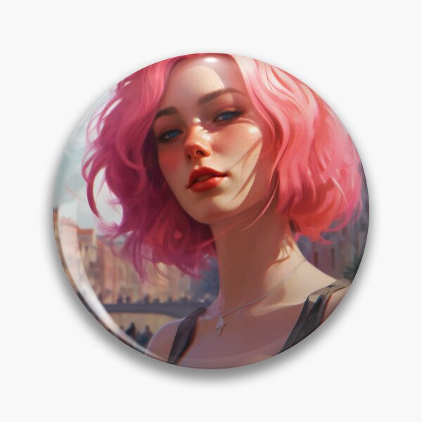 Item preview, Enchanting Visions: A Beautiful Girl with Short Pink Hair in Venice designed and sold by oanaunciuleanu.