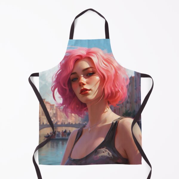 Item preview, Enchanting Visions: A Beautiful Girl with Short Pink Hair in Venice designed and sold by oanaunciuleanu.