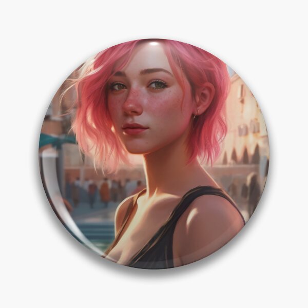 Item preview, Enchanting Visions: A Beautiful Girl with Short Pink Hair in Venice designed and sold by oanaunciuleanu.