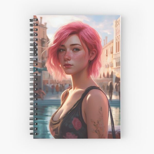 Item preview, Enchanting Visions: A Beautiful Girl with Short Pink Hair in Venice designed and sold by oanaunciuleanu.