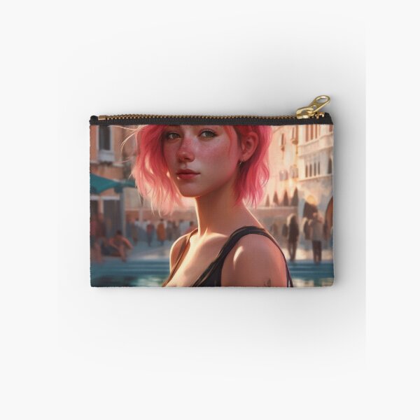 Item preview, Enchanting Visions: A Beautiful Girl with Short Pink Hair in Venice designed and sold by oanaunciuleanu.
