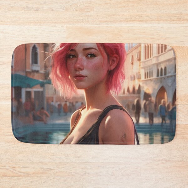 Item preview, Enchanting Visions: A Beautiful Girl with Short Pink Hair in Venice designed and sold by oanaunciuleanu.