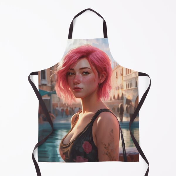 Item preview, Enchanting Visions: A Beautiful Girl with Short Pink Hair in Venice designed and sold by oanaunciuleanu.