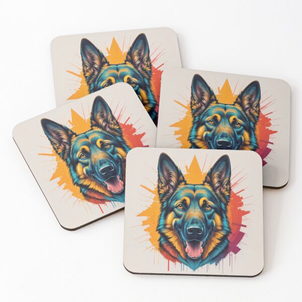 Item preview, German Shepherd Portrait Orange/Red Splash Background designed and sold by GSDDESIGNMERCH.