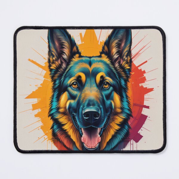 Item preview, German Shepherd Portrait Orange/Red Splash Background designed and sold by GSDDESIGNMERCH.