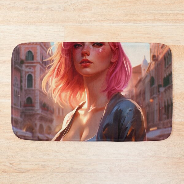 Item preview, Enchanting Visions: A Beautiful Girl with Short Pink Hair in Venice designed and sold by oanaunciuleanu.