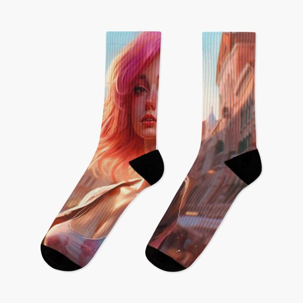 Item preview, Enchanting Visions: A Beautiful Girl with Short Pink Hair in Venice designed and sold by oanaunciuleanu.