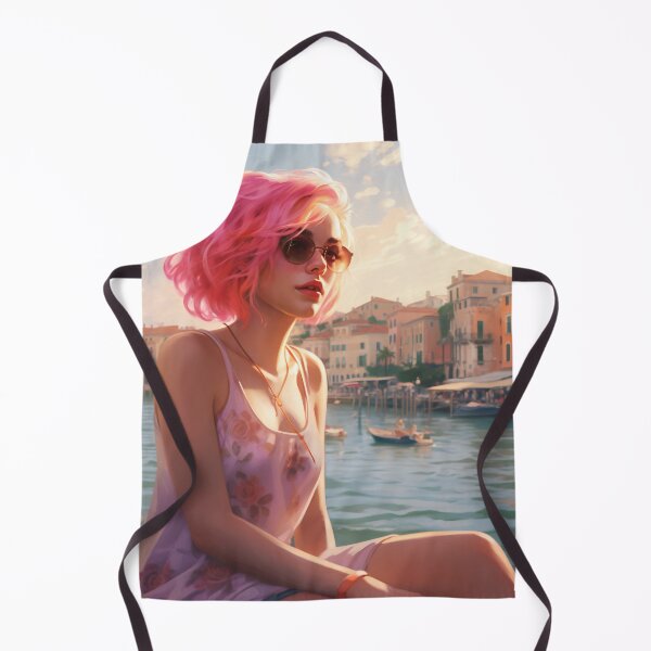 Item preview, Enchanting Visions: A Beautiful Girl with Short Pink Hair in Venice designed and sold by oanaunciuleanu.