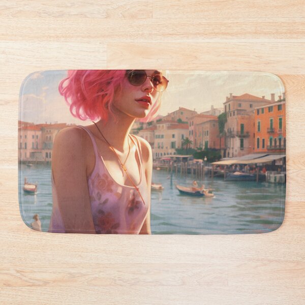 Item preview, Enchanting Visions: A Beautiful Girl with Short Pink Hair in Venice designed and sold by oanaunciuleanu.