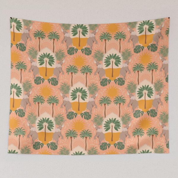 Item preview, Enchanting Elephants & Palm Trees: Tropical Pink Delight  designed and sold by Acim0.