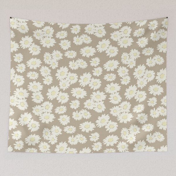 Item preview, beige neutral sunflower mini small ditsy daisy vintage vibe daisies prairie style designed and sold by blomastudios.