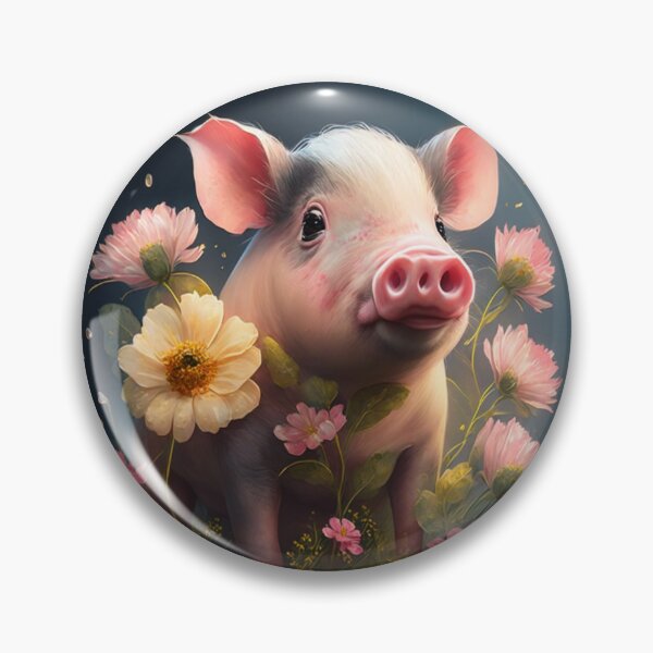 Item preview, Cute pink piggy with flowers designed and sold by vitalinari.
