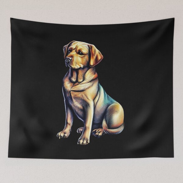 Item preview, Labrador retriever sitting colored pencil drawing designed and sold by gringourmand.