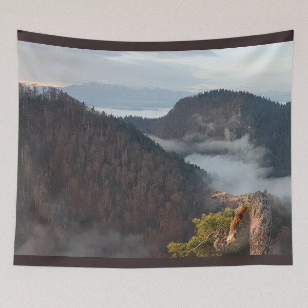 Item preview, View from the top of the mountain, pine, fog, designed and sold by Sunmoonlove.