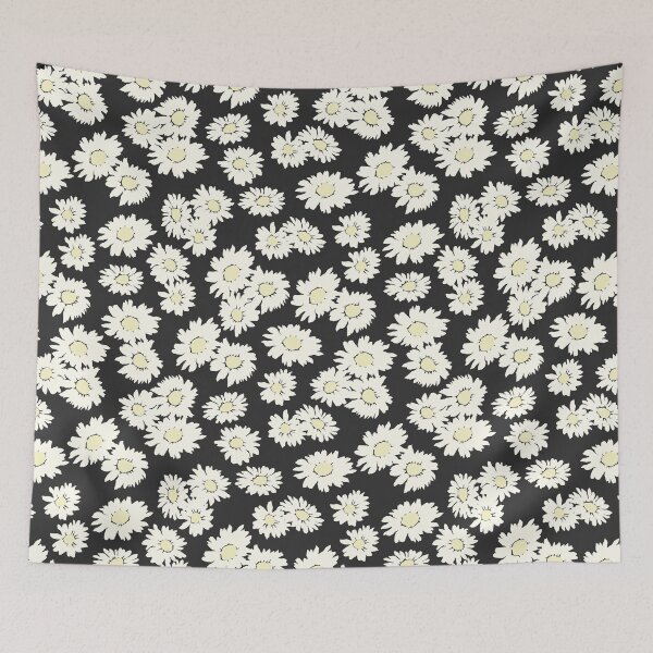 Item preview, black sunflower mini small ditsy daisy vintage vibe daisies prairie style designed and sold by blomastudios.