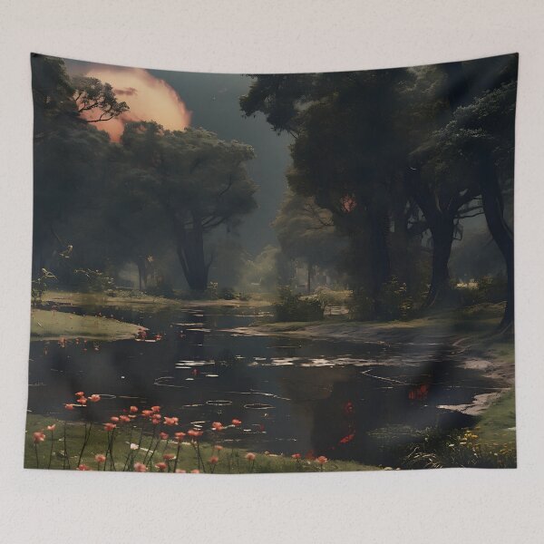 Item preview, Image of a landscape in a park with a pond in the style of an oil painting designed and sold by Pflugart.