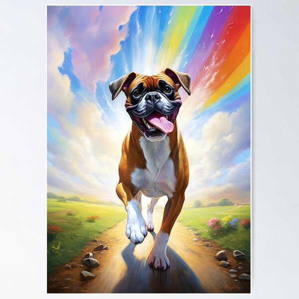 Rainbow Boxer Dog Wall Art for Sale Redbubble