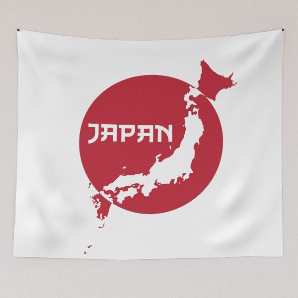 Item preview, JAPAN Nippon Map with Country Name - Typography Text Design - Red color designed and sold by AMGraphicStudio.