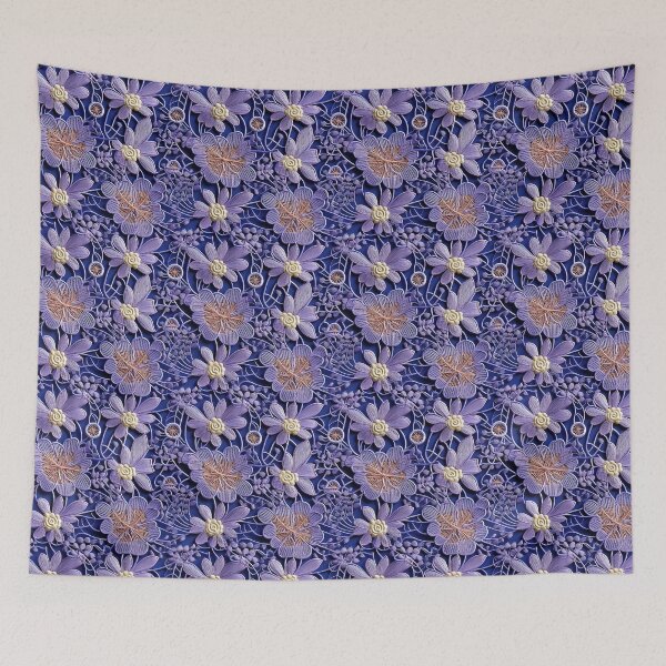 Item preview, Purple flowers embroidery lace design pattern  designed and sold by Trendy-Artistry.