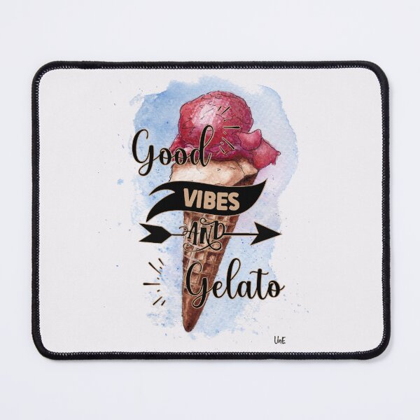 Item preview, Good Vibes Gelato Ice Cream Cone Watercolor Lettering Quote designed and sold by wejollydigitals.