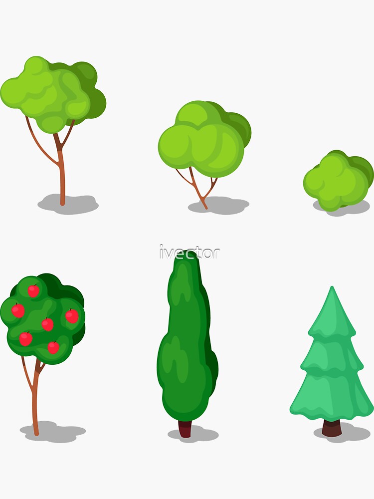 "Isometric Trees. City Plants Set. " Sticker by ivector Redbubble