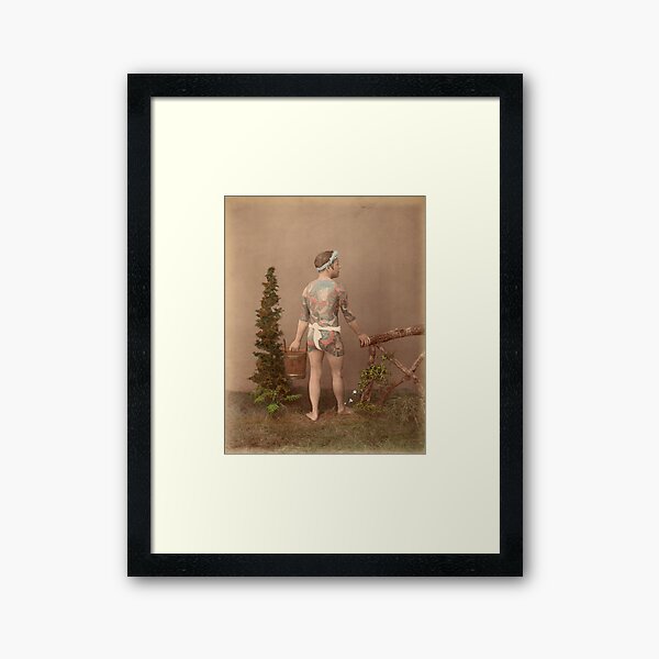 Tattooed Japanese Man Framed Art Print