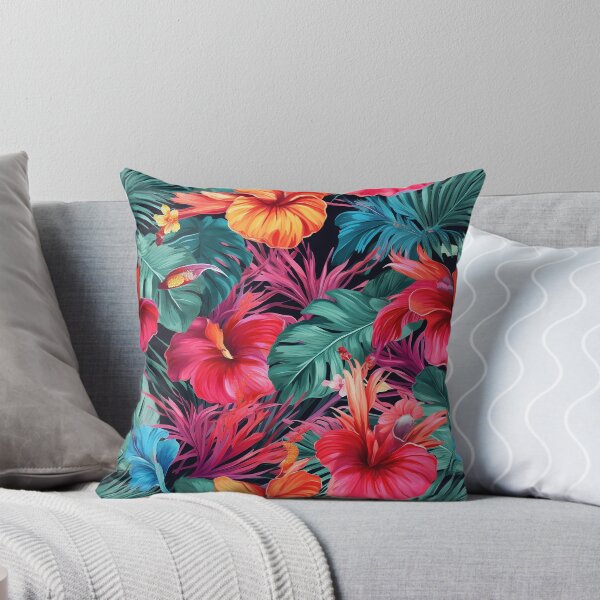 Aperçu de l'œuvre Oasis arc-en-ciel : motif de fleurs d'hibiscus vibrantes créée et vendue par NikkofTime.