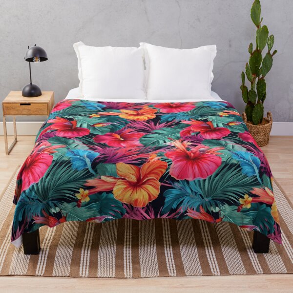 Item preview, Rainbow Oasis: vibrante patrón de flores de hibisco designed and sold by NikkofTime.