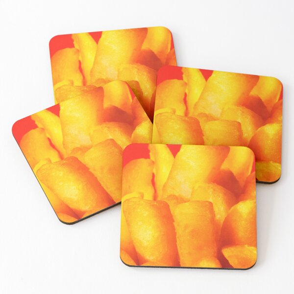 Item preview, Close-up of golden french fries, red background. designed and sold by bailey-cooper.