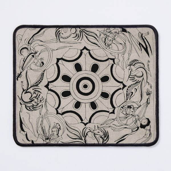 Item preview, Vintage Sketch Buddhist Flying Kabuki Chakra Sacred Geometry Dharma Mantra designed and sold by Mulan-Prints.