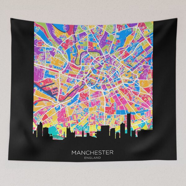 Item preview, Manchester Skyline Map designed and sold by ArtPrints.