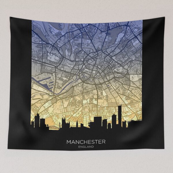 Item preview, Manchester Skyline Map designed and sold by ArtPrints.