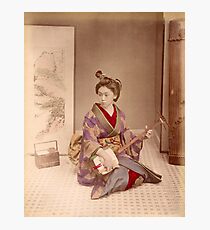 Geisha playing a samisen Photographic Print