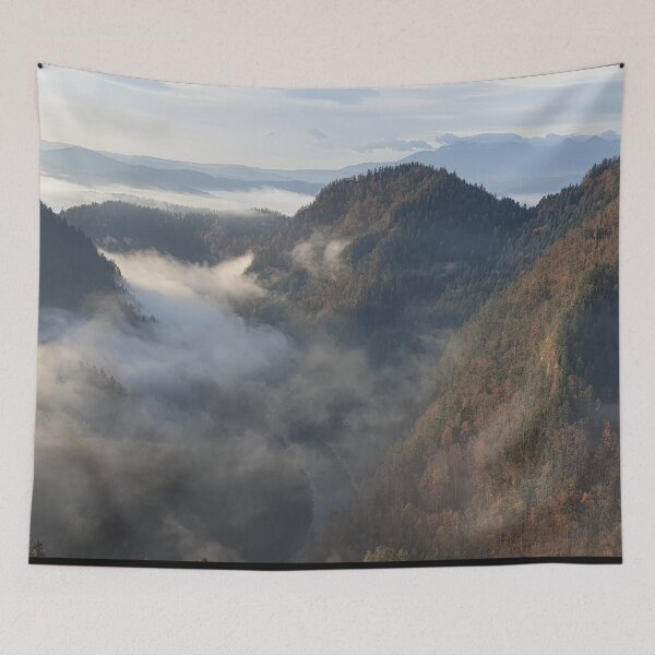 Item preview, View from the top of the mountain, river under the mist designed and sold by Sunmoonlove.