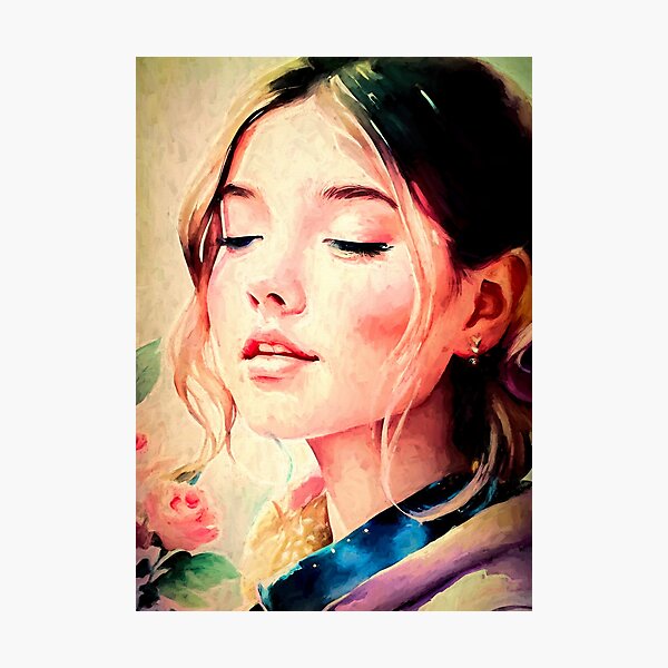 Girl watercolor 1 by Brian Vegas Photographic Print