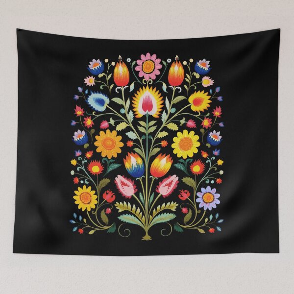 Artikelvorschau, Ojibwe floral gepresste Blumen Wildblumen grafisches Blumendesign Volkskunst entworfen und verkauft von SyncopeMars.