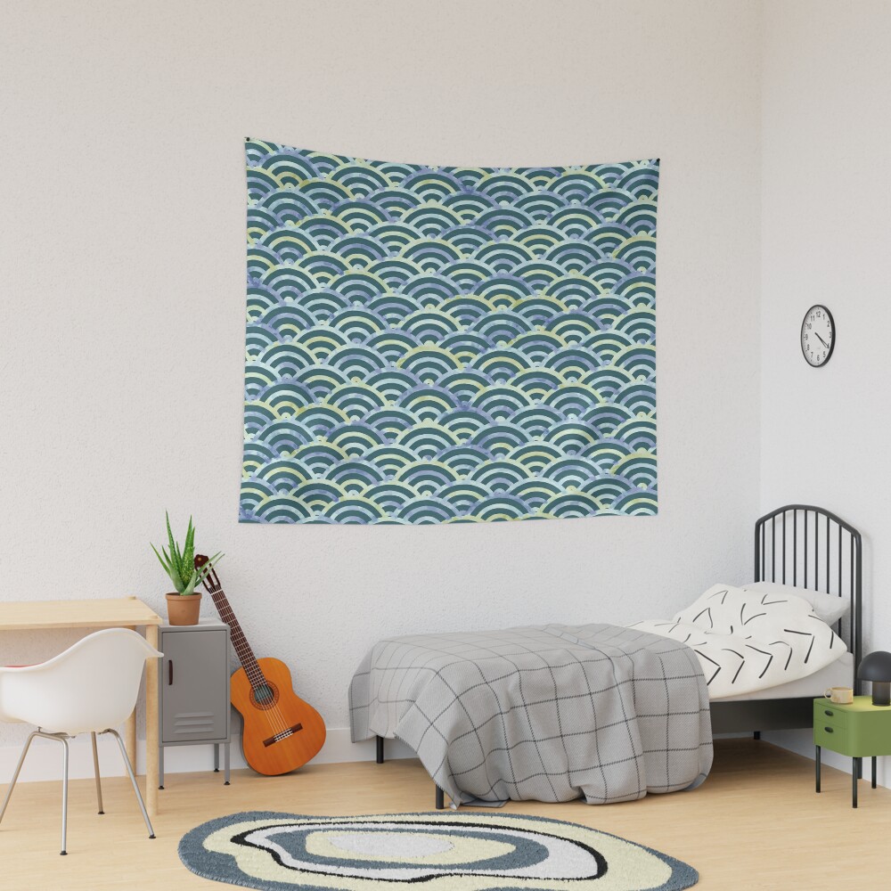 Discover Seigaiha Wave [deep sea blue] | Tapestry
