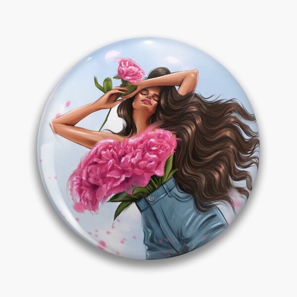 Item preview, A girl with peonies on blue sky designed and sold by Albi M..